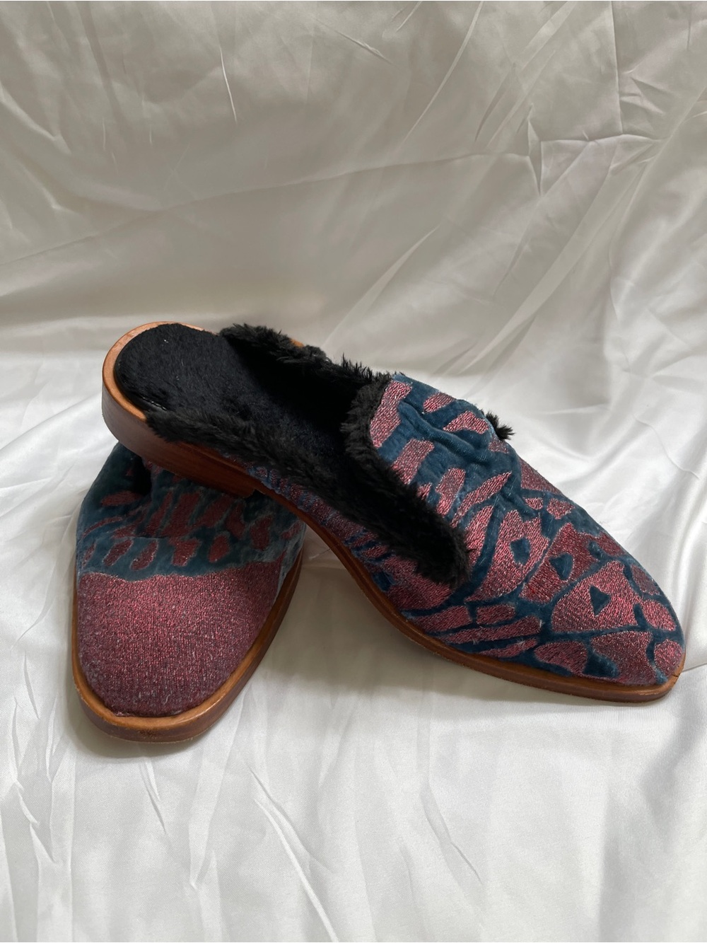 Free People velvet brocade tapestry butterfly ease loafer mules